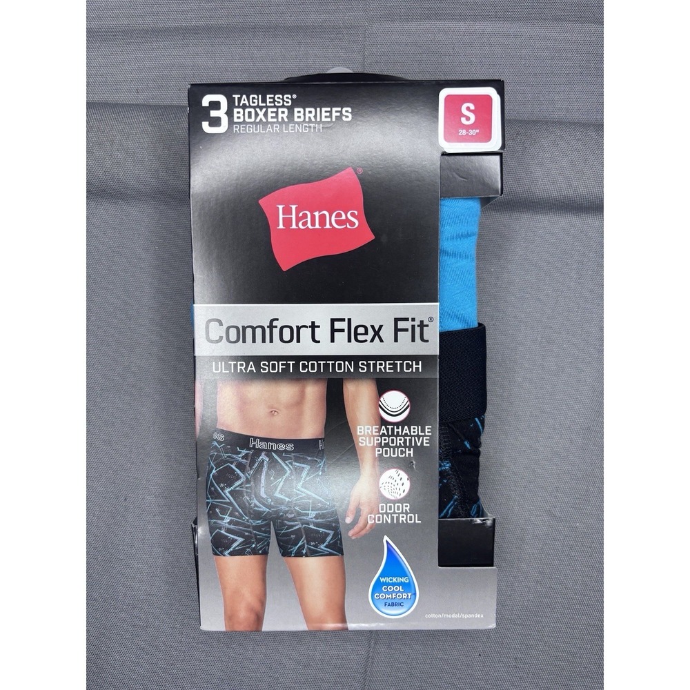 Hanes Men's 3-Pack Comfort Flex Fit Boxer Briefs Ultra Soft Cotton Stretch S/P